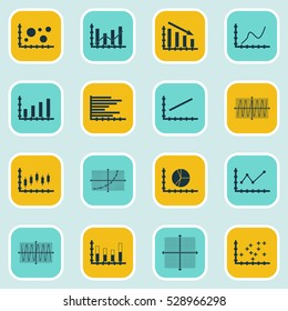 Set Of Graphs, Diagrams And Statistics Icons. Premium Quality Symbol Collection. Icons Can Be Used For Web, App And UI Design. Vector Illustration, EPS10.