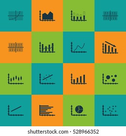 Set Of Graphs, Diagrams And Statistics Icons. Premium Quality Symbol Collection. Icons Can Be Used For Web, App And UI Design. Vector Illustration, EPS10.