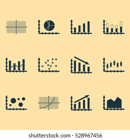 Set Of Graphs, Diagrams And Statistics Icons. Premium Quality Symbol Collection. Icons Can Be Used For Web, App And UI Design. Vector Illustration, EPS10.