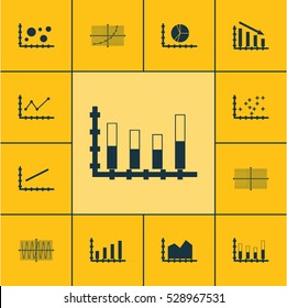 Set Of Graphs, Diagrams And Statistics Icons. Premium Quality Symbol Collection. Icons Can Be Used For Web, App And UI Design. Vector Illustration, EPS10.