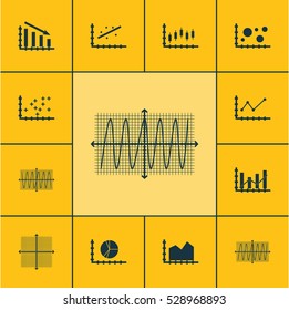 Set Of Graphs, Diagrams And Statistics Icons. Premium Quality Symbol Collection. Icons Can Be Used For Web, App And UI Design. Vector Illustration, EPS10.