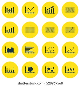 Set Of Graphs, Diagrams And Statistics Icons. Premium Quality Symbol Collection. Icons Can Be Used For Web, App And UI Design. Vector Illustration, EPS10.