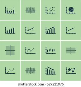 Set Of Graphs, Diagrams And Statistics Icons. Premium Quality Symbol Collection. Icons Can Be Used For Web, App And UI Design. Vector Illustration, EPS10.