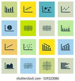 Set Of Graphs, Diagrams And Statistics Icons. Premium Quality Symbol Collection. Icons Can Be Used For Web, App And UI Design. Vector Illustration, EPS10.