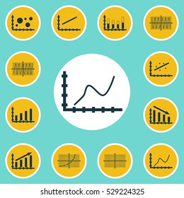 Set Of Graphs, Diagrams And Statistics Icons. Premium Quality Symbol Collection. Icons Can Be Used For Web, App And UI Design. Vector Illustration, EPS10.