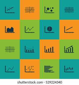 Set Of Graphs, Diagrams And Statistics Icons. Premium Quality Symbol Collection. Icons Can Be Used For Web, App And UI Design. Vector Illustration, EPS10.