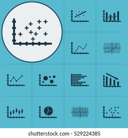 Set Of Graphs, Diagrams And Statistics Icons. Premium Quality Symbol Collection. Icons Can Be Used For Web, App And UI Design. Vector Illustration, EPS10.