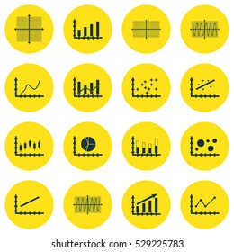 Set Of Graphs, Diagrams And Statistics Icons. Premium Quality Symbol Collection. Icons Can Be Used For Web, App And UI Design. Vector Illustration, EPS10.