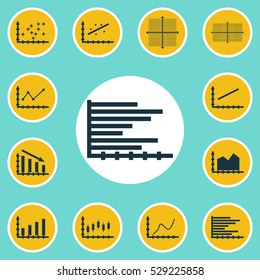 Set Of Graphs, Diagrams And Statistics Icons. Premium Quality Symbol Collection. Icons Can Be Used For Web, App And UI Design. Vector Illustration, EPS10.