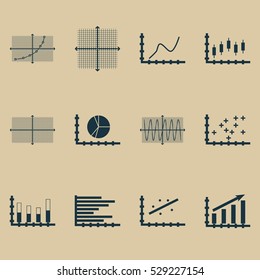 Set Of Graphs, Diagrams And Statistics Icons. Premium Quality Symbol Collection. Icons Can Be Used For Web, App And UI Design. Vector Illustration, EPS10.