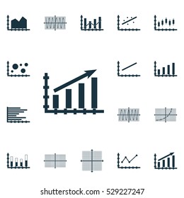 Set Of Graphs, Diagrams And Statistics Icons. Premium Quality Symbol Collection. Icons Can Be Used For Web, App And UI Design. Vector Illustration, EPS10.