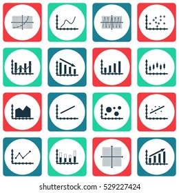 Set Of Graphs, Diagrams And Statistics Icons. Premium Quality Symbol Collection. Icons Can Be Used For Web, App And UI Design. Vector Illustration, EPS10.