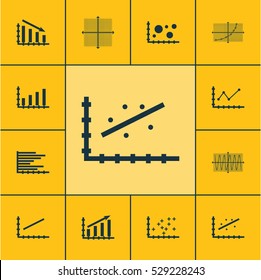 Set Of Graphs, Diagrams And Statistics Icons. Premium Quality Symbol Collection. Icons Can Be Used For Web, App And UI Design. Vector Illustration, EPS10.