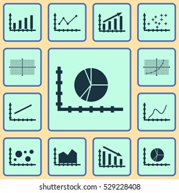 Set Of Graphs, Diagrams And Statistics Icons. Premium Quality Symbol Collection. Icons Can Be Used For Web, App And UI Design. Vector Illustration, EPS10.