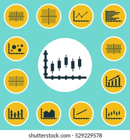 Set Of Graphs, Diagrams And Statistics Icons. Premium Quality Symbol Collection. Icons Can Be Used For Web, App And UI Design. Vector Illustration, EPS10.
