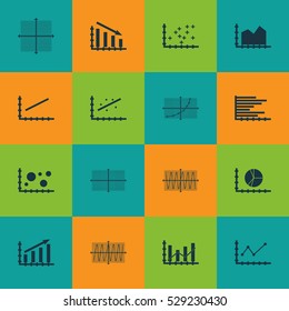 Set Of Graphs, Diagrams And Statistics Icons. Premium Quality Symbol Collection. Icons Can Be Used For Web, App And UI Design. Vector Illustration, EPS10.