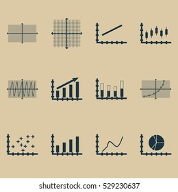Set Of Graphs, Diagrams And Statistics Icons. Premium Quality Symbol Collection. Icons Can Be Used For Web, App And UI Design. Vector Illustration, EPS10.