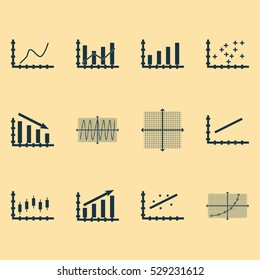Set Of Graphs, Diagrams And Statistics Icons. Premium Quality Symbol Collection. Icons Can Be Used For Web, App And UI Design. Vector Illustration, EPS10.