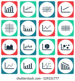 Set Of Graphs, Diagrams And Statistics Icons. Premium Quality Symbol Collection. Icons Can Be Used For Web, App And UI Design. Vector Illustration, EPS10.