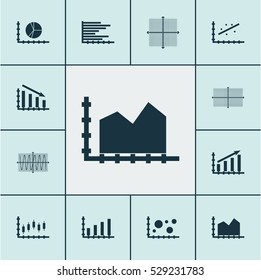 Set Of Graphs, Diagrams And Statistics Icons. Premium Quality Symbol Collection. Icons Can Be Used For Web, App And UI Design. Vector Illustration, EPS10.