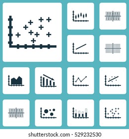 Set Of Graphs, Diagrams And Statistics Icons. Premium Quality Symbol Collection. Icons Can Be Used For Web, App And UI Design. Vector Illustration, EPS10.