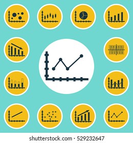 Set Of Graphs, Diagrams And Statistics Icons. Premium Quality Symbol Collection. Icons Can Be Used For Web, App And UI Design. Vector Illustration, EPS10.
