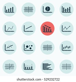 Set Of Graphs, Diagrams And Statistics Icons. Premium Quality Symbol Collection. Icons Can Be Used For Web, App And UI Design. Vector Illustration, EPS10.