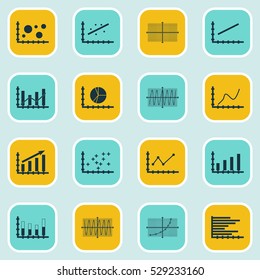 Set Of Graphs, Diagrams And Statistics Icons. Premium Quality Symbol Collection. Icons Can Be Used For Web, App And UI Design. Vector Illustration, EPS10.