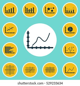 Set Of Graphs, Diagrams And Statistics Icons. Premium Quality Symbol Collection. Icons Can Be Used For Web, App And UI Design. Vector Illustration, EPS10.