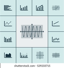 Set Of Graphs, Diagrams And Statistics Icons. Premium Quality Symbol Collection. Icons Can Be Used For Web, App And UI Design. Vector Illustration, EPS10.