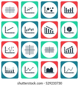 Set Of Graphs, Diagrams And Statistics Icons. Premium Quality Symbol Collection. Icons Can Be Used For Web, App And UI Design. Vector Illustration, EPS10.