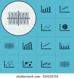 Set Of Graphs, Diagrams And Statistics Icons. Premium Quality Symbol Collection. Icons Can Be Used For Web, App And UI Design. Vector Illustration, EPS10.