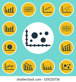 Set Of Graphs, Diagrams And Statistics Icons. Premium Quality Symbol Collection. Icons Can Be Used For Web, App And UI Design. Vector Illustration, EPS10.