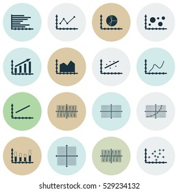 Set Of Graphs, Diagrams And Statistics Icons. Premium Quality Symbol Collection. Icons Can Be Used For Web, App And UI Design. Vector Illustration, EPS10.