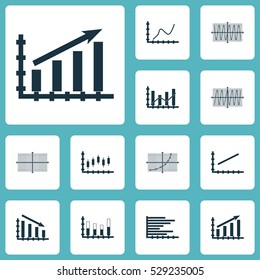 Set Of Graphs, Diagrams And Statistics Icons. Premium Quality Symbol Collection. Icons Can Be Used For Web, App And UI Design. Vector Illustration, EPS10.