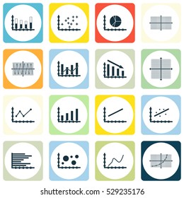Set Of Graphs, Diagrams And Statistics Icons. Premium Quality Symbol Collection. Icons Can Be Used For Web, App And UI Design. Vector Illustration, EPS10.
