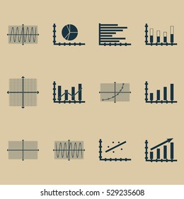 Set Of Graphs, Diagrams And Statistics Icons. Premium Quality Symbol Collection. Icons Can Be Used For Web, App And UI Design. Vector Illustration, EPS10.