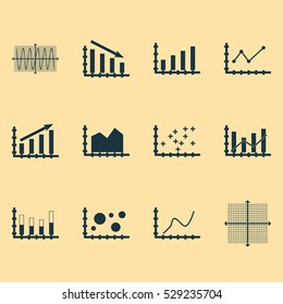 Set Of Graphs, Diagrams And Statistics Icons. Premium Quality Symbol Collection. Icons Can Be Used For Web, App And UI Design. Vector Illustration, EPS10.