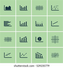 Set Of Graphs, Diagrams And Statistics Icons. Premium Quality Symbol Collection. Icons Can Be Used For Web, App And UI Design. Vector Illustration, EPS10.