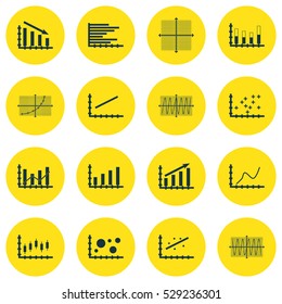 Set Of Graphs, Diagrams And Statistics Icons. Premium Quality Symbol Collection. Icons Can Be Used For Web, App And UI Design. Vector Illustration, EPS10.