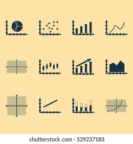 Set Of Graphs, Diagrams And Statistics Icons. Premium Quality Symbol Collection. Icons Can Be Used For Web, App And UI Design. Vector Illustration, EPS10.