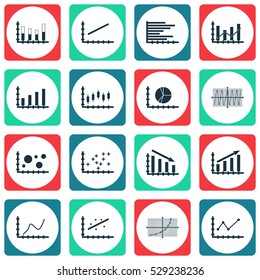 Set Of Graphs, Diagrams And Statistics Icons. Premium Quality Symbol Collection. Icons Can Be Used For Web, App And UI Design. Vector Illustration, EPS10.