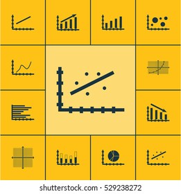 Set Of Graphs, Diagrams And Statistics Icons. Premium Quality Symbol Collection. Icons Can Be Used For Web, App And UI Design. Vector Illustration, EPS10.