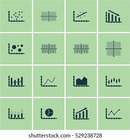 Set Of Graphs, Diagrams And Statistics Icons. Premium Quality Symbol Collection. Icons Can Be Used For Web, App And UI Design. Vector Illustration, EPS10.