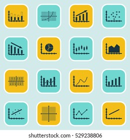 Set Of Graphs, Diagrams And Statistics Icons. Premium Quality Symbol Collection. Icons Can Be Used For Web, App And UI Design. Vector Illustration, EPS10.