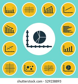 Set Of Graphs, Diagrams And Statistics Icons. Premium Quality Symbol Collection. Icons Can Be Used For Web, App And UI Design. Vector Illustration, EPS10.