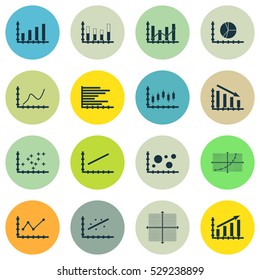 Set Of Graphs, Diagrams And Statistics Icons. Premium Quality Symbol Collection. Icons Can Be Used For Web, App And UI Design. Vector Illustration, EPS10.
