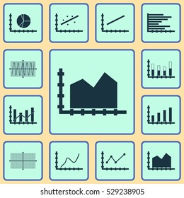 Set Of Graphs, Diagrams And Statistics Icons. Premium Quality Symbol Collection. Icons Can Be Used For Web, App And UI Design. Vector Illustration, EPS10.