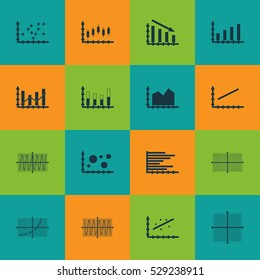 Set Of Graphs, Diagrams And Statistics Icons. Premium Quality Symbol Collection. Icons Can Be Used For Web, App And UI Design. Vector Illustration, EPS10.