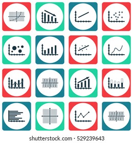 Set Of Graphs, Diagrams And Statistics Icons. Premium Quality Symbol Collection. Icons Can Be Used For Web, App And UI Design. Vector Illustration, EPS10.